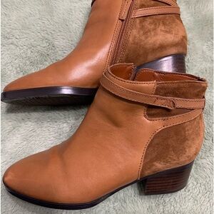 Lauren Ralph Lauren Bonne Saddle Tan Brien Leather & Suede Bootie Size 6.5B
